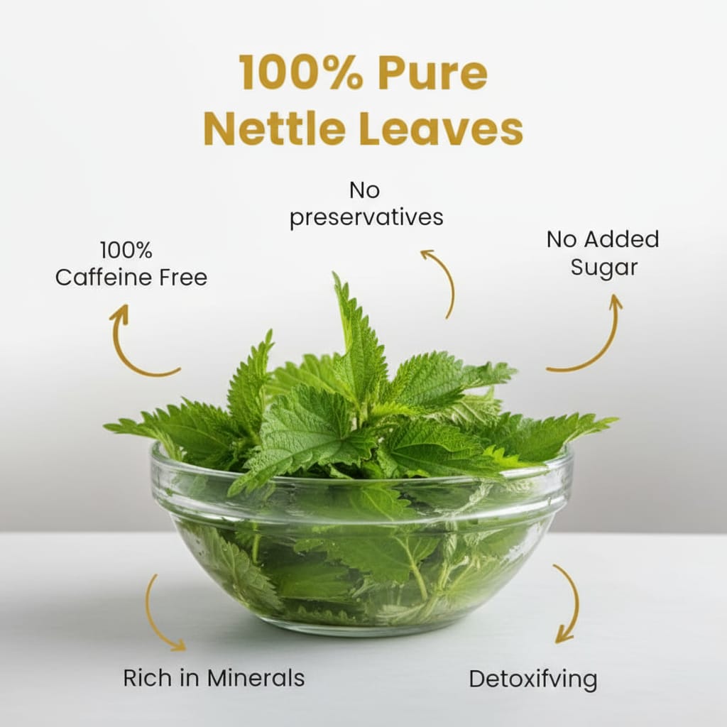 GRIVVA ORGANIC - Nettle Leaf Tea (50g) | Rich In Iron | Antioxidants | Supports Skin hair & Immunity | Loose Leaf Tea | Reusable Jar