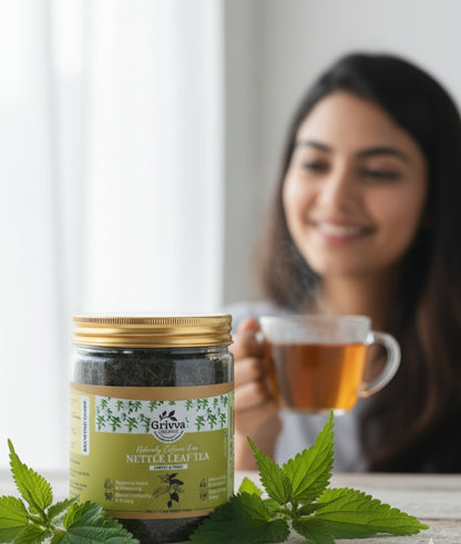GRIVVA ORGANIC - Nettle Leaf Tea (50g) | Rich In Iron | Antioxidants | Supports Skin hair & Immunity | Loose Leaf Tea | Reusable Jar
