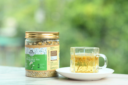 GRIVVA ORGANIC - 4 Combo - Chamomile tea (50g × 4 = 200g) | Stress Relief & Better Sleep| Loose Flower Tea | 100% Organic | Reusable Jar